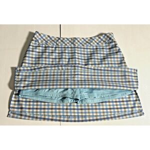 Adidas Women's Skorts Tennis Short Walking Skirt  Blue Tan Check Size